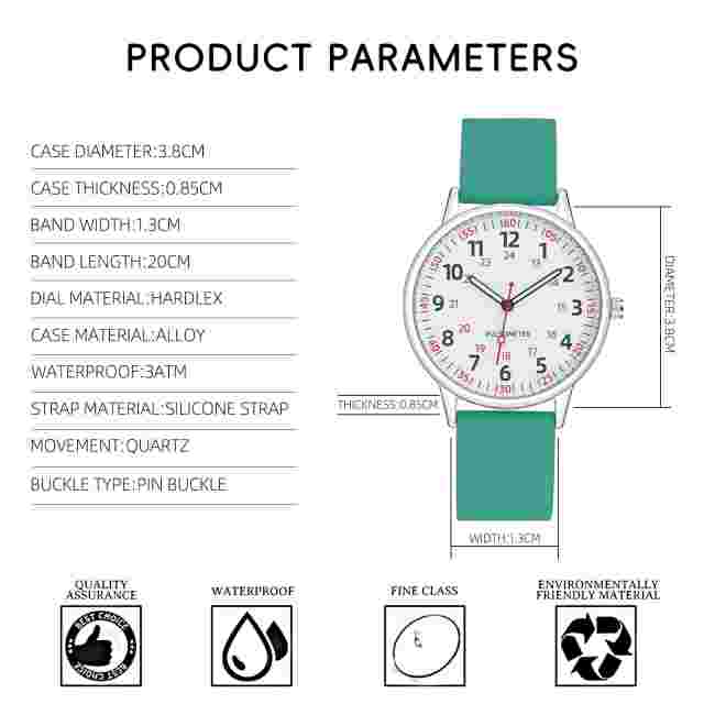 IBSO Women Watch for Nurse Easy to Read Dial Wristwatches Silicone Band Water