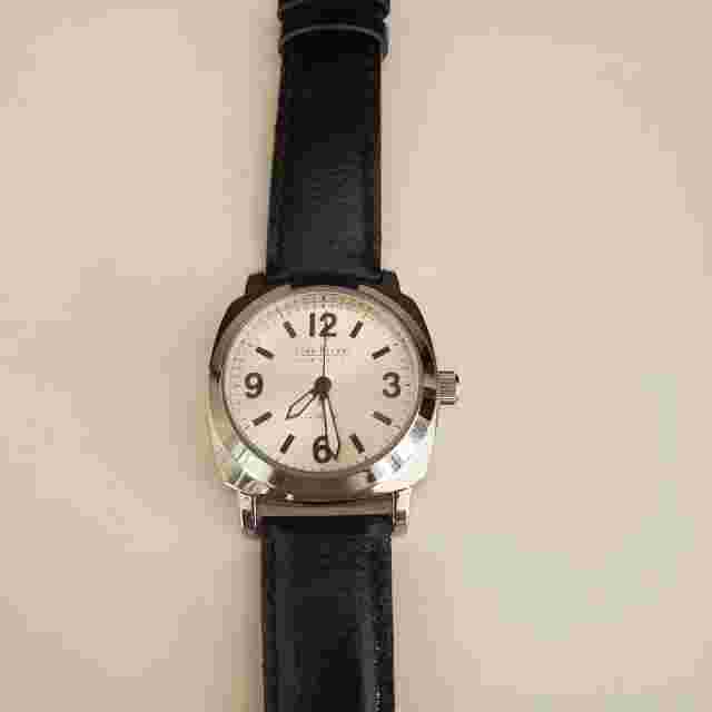 Joan Rivers Classic Women's Watch Silver Tone Black Leather Band Running 40mm