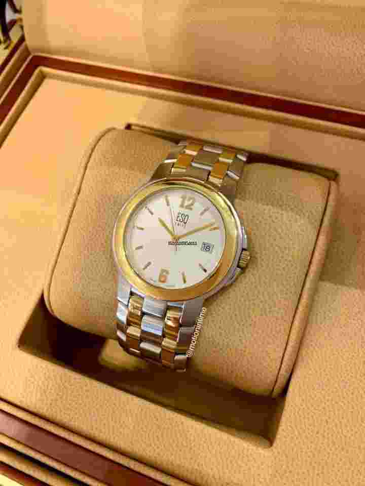 ESQ 36mm Mens Date Quartz Silver Dial - Gold Tone & Steel