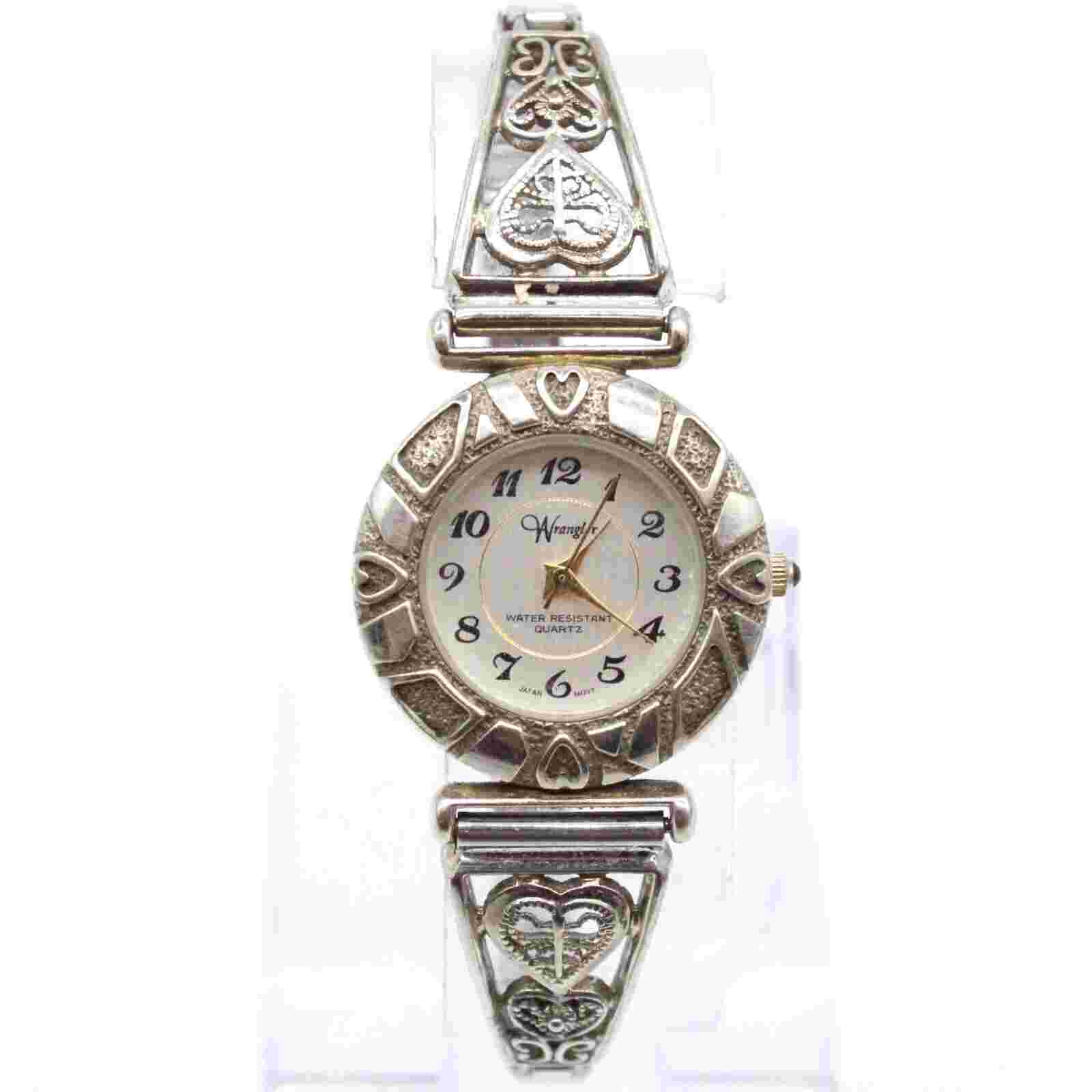 Vintage Wrangler Watch Womens Silver Tone Stainless Steel Classic White Dial