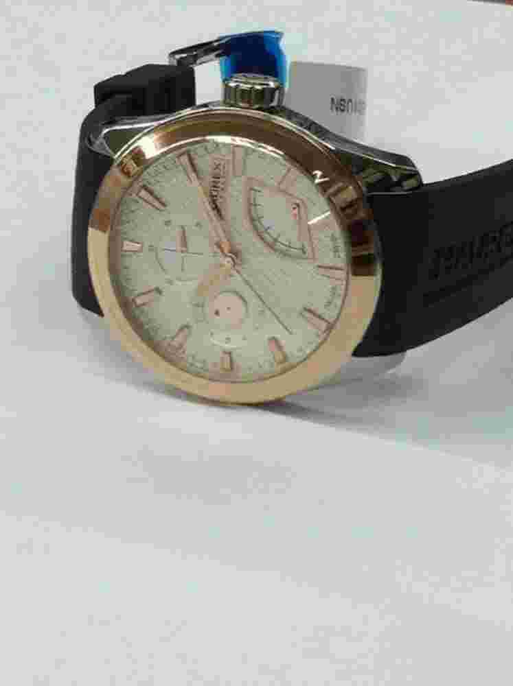 Haurex Italy Men's 3R501USN Magister Gold IP Steel Black Silicone Wristwatch