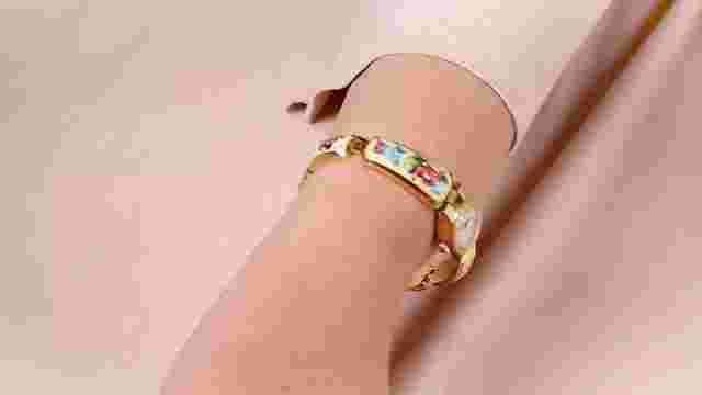 Vintage Women's Gold Plated Cocktail Watch. Small watch enamel ceramics CHAIKA