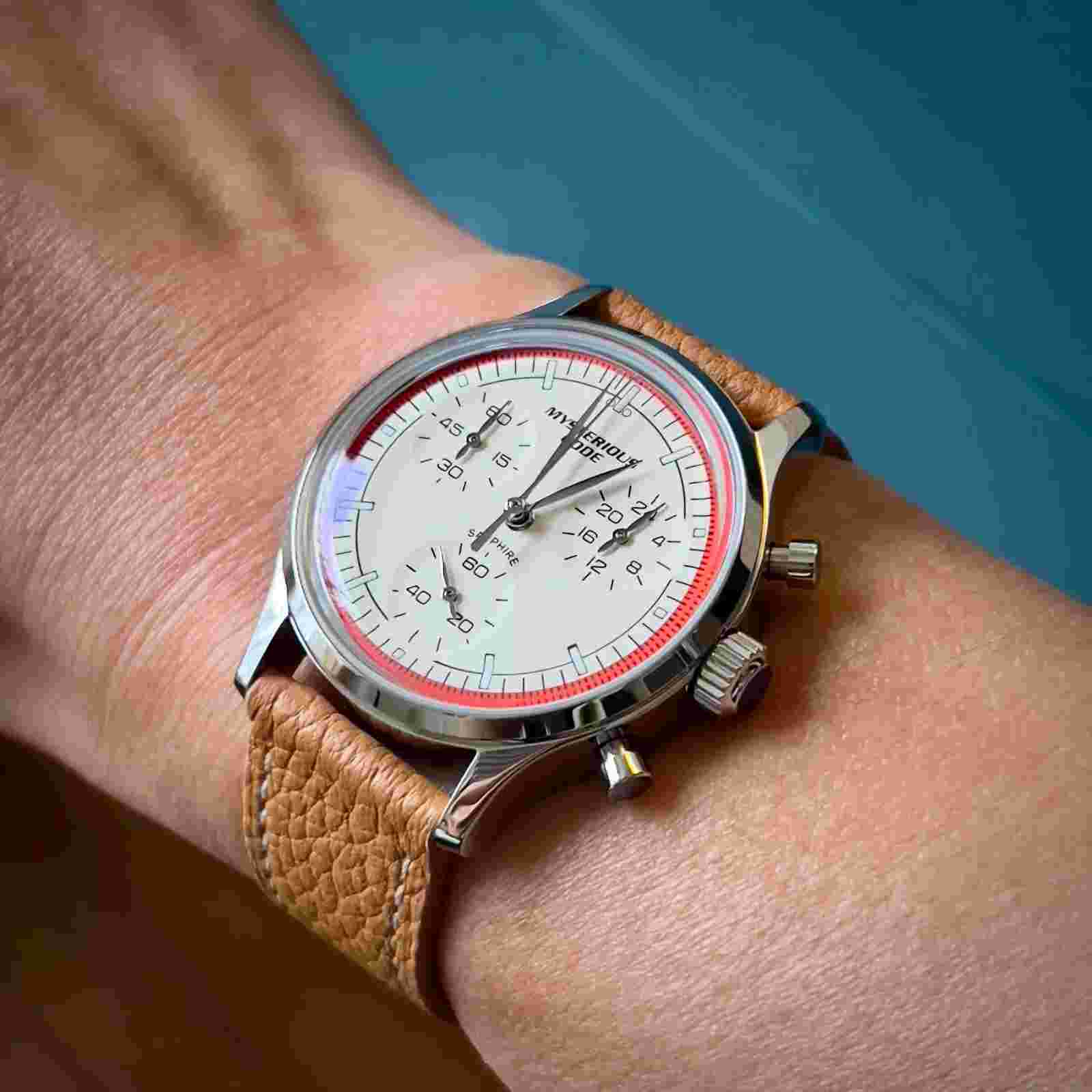 Mysterious Code Men Chronograph Watch Panda Quartz Wristwatch VK64 Triple Window