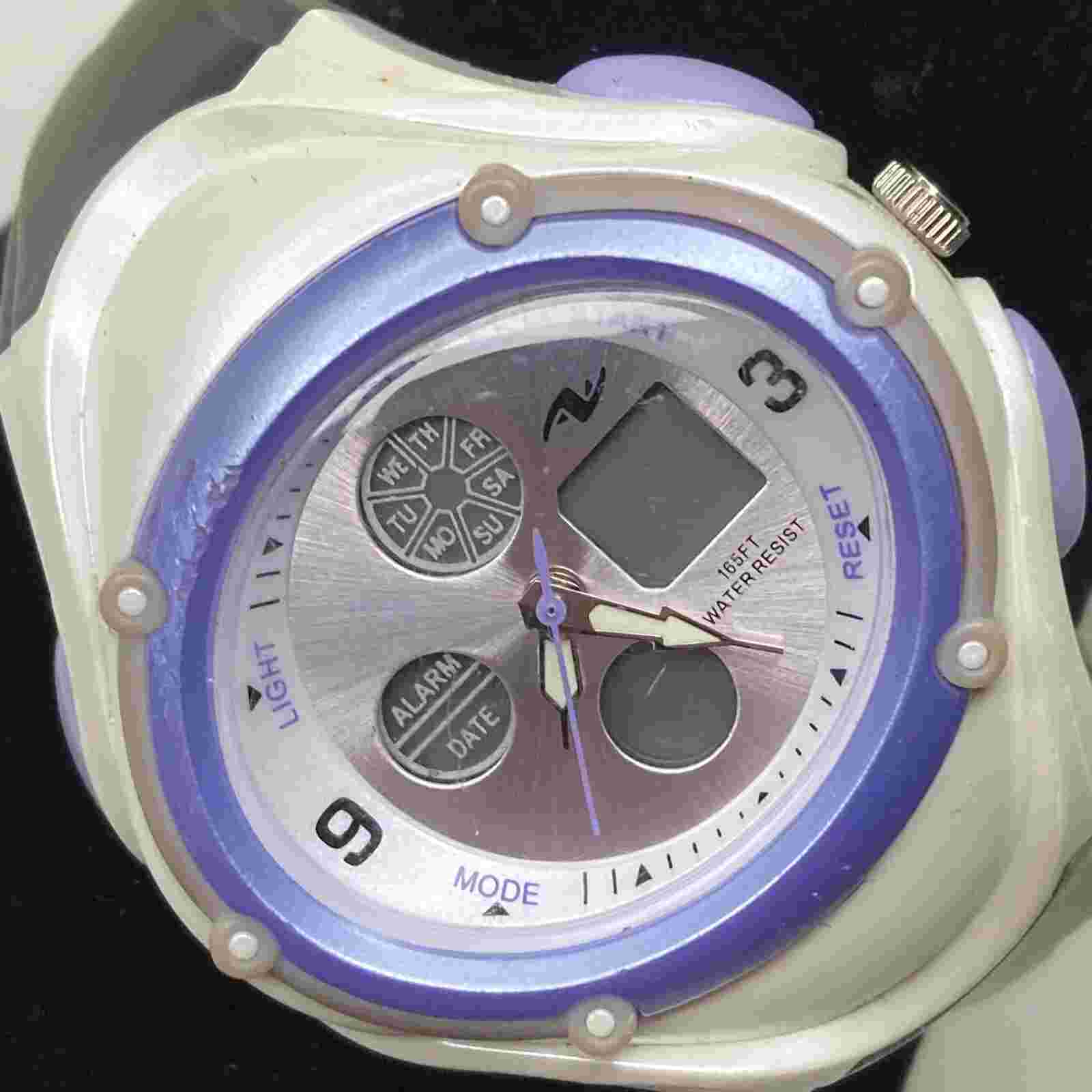 Athletic Works Watch Digital Sport Multi Dial/Function Backlight Lavender stopwa
