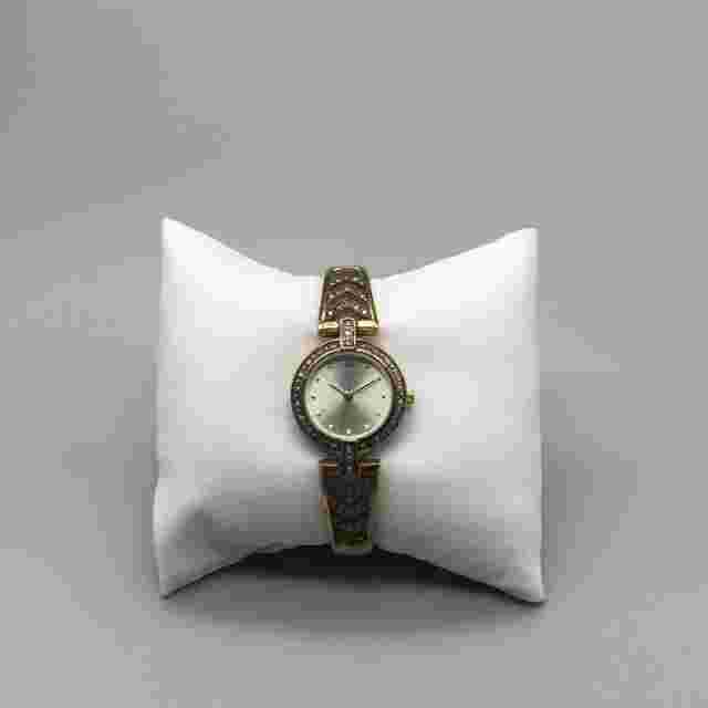Vtg Danbury Mint Diamond Watch Sterling Silver 14K Gold Plated New Battery 6.25"