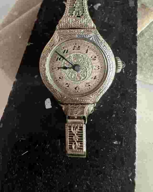 14k White Gold Watch With Sapphire Crown Andre Mathey Watch Vintage Art Deco