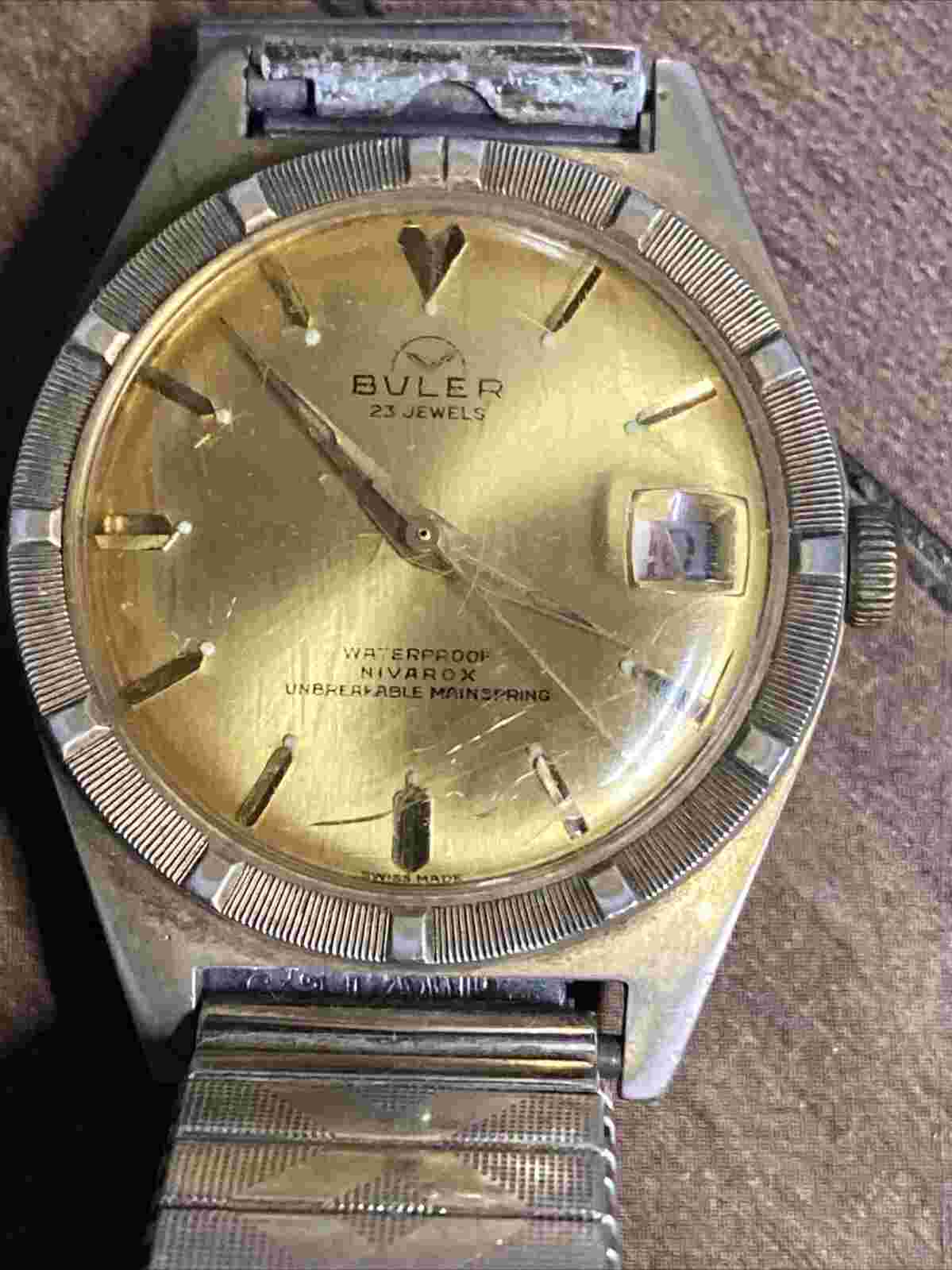 1960s BULER 23J MENS NIVAROX HANDWIND SWISS WATCH 1192 C