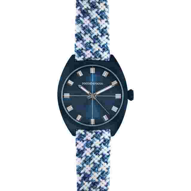 RoccaBarocco Unisex Watch RB0084 Quartz, Cobalt Blue, Fabric/Leather Strap