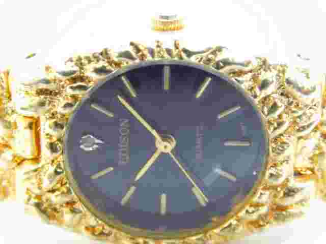 Edison 1940446 Diamond Gold Tone Quartz Analog Women's Watch Sz. 7 1/4"