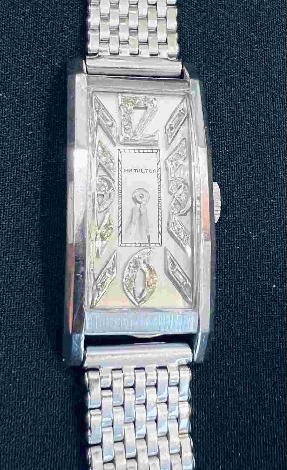 SERVICED  HAMILTON 1941 * SOLID  PLATINUM * ... DIAMOND DIAL /14k WHITE GOLD