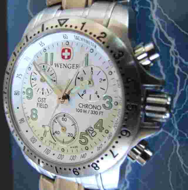 ULTRA Rare Mens WENGER GST FIELD Swiss Army CHRONOGRAPH~27J Chrono~FULL SET~EXC