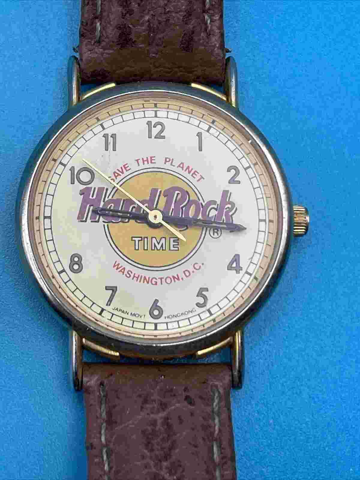 Hard Rock Cafe Save The Planet Gold Tone Watch,  Washington DC New Battery