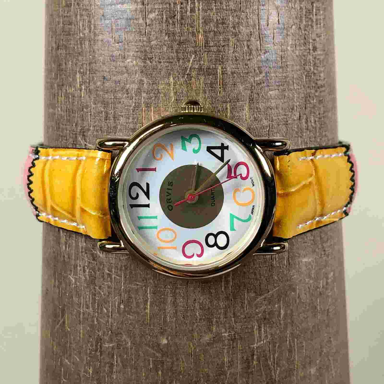 Orvis Women OR191Y Rainbow Index Multicolor Leather Quartz Analog Watch 7 1/4"