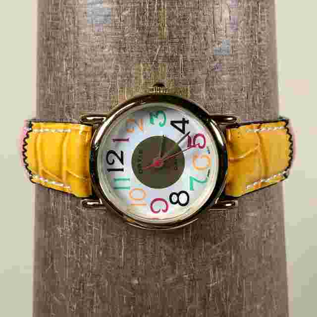 Orvis Women OR191Y Rainbow Index Multicolor Leather Quartz Analog Watch 7 1/4"