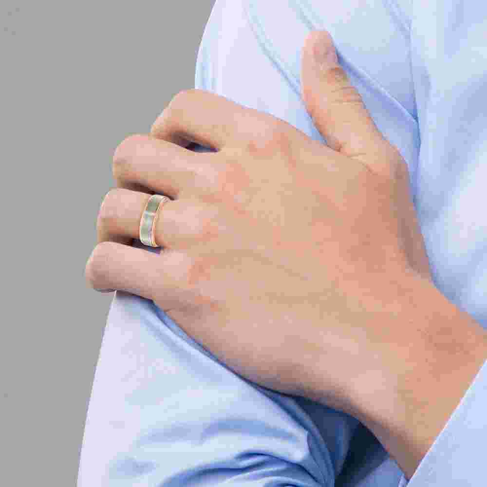 Chisel Titanium Brushed and Polished Rose IP-plated 7mm Band