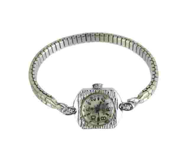 Vintage Jean Cardot  17 Jewel Shockproof Wrist Watch Silver Tone