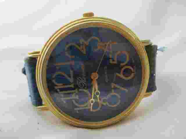 Ronica Swiss Parts Watch Blue & Gold Toned Leather Band Stylish WORKING!