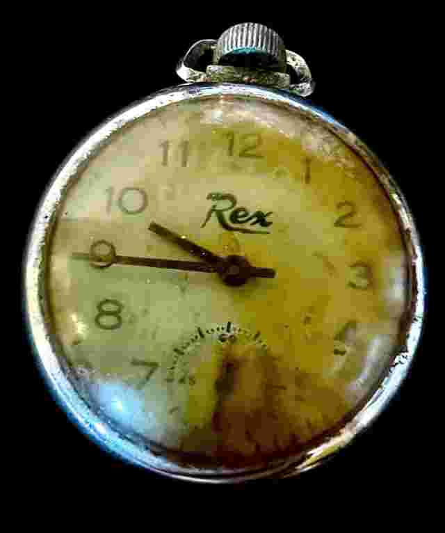 Rex Pocket Watch With Yellow Face AS IS!!! NOT TESTED!!!! Needs Battery