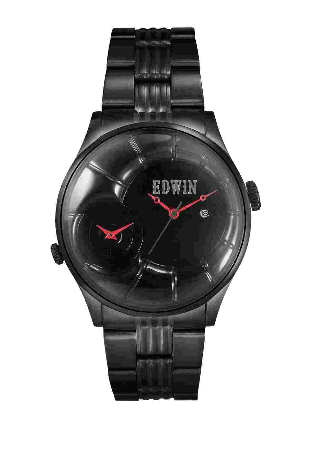 Edwin VINTAGED Men's Dual Time Watch, Stainless Steel Case with Stainless Steel