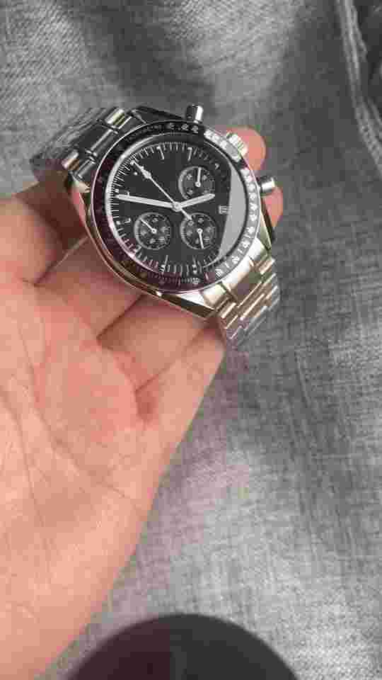 40mm Bliger Sterile Black White Dial Solid Full Chronograph Quartz Mens Watch