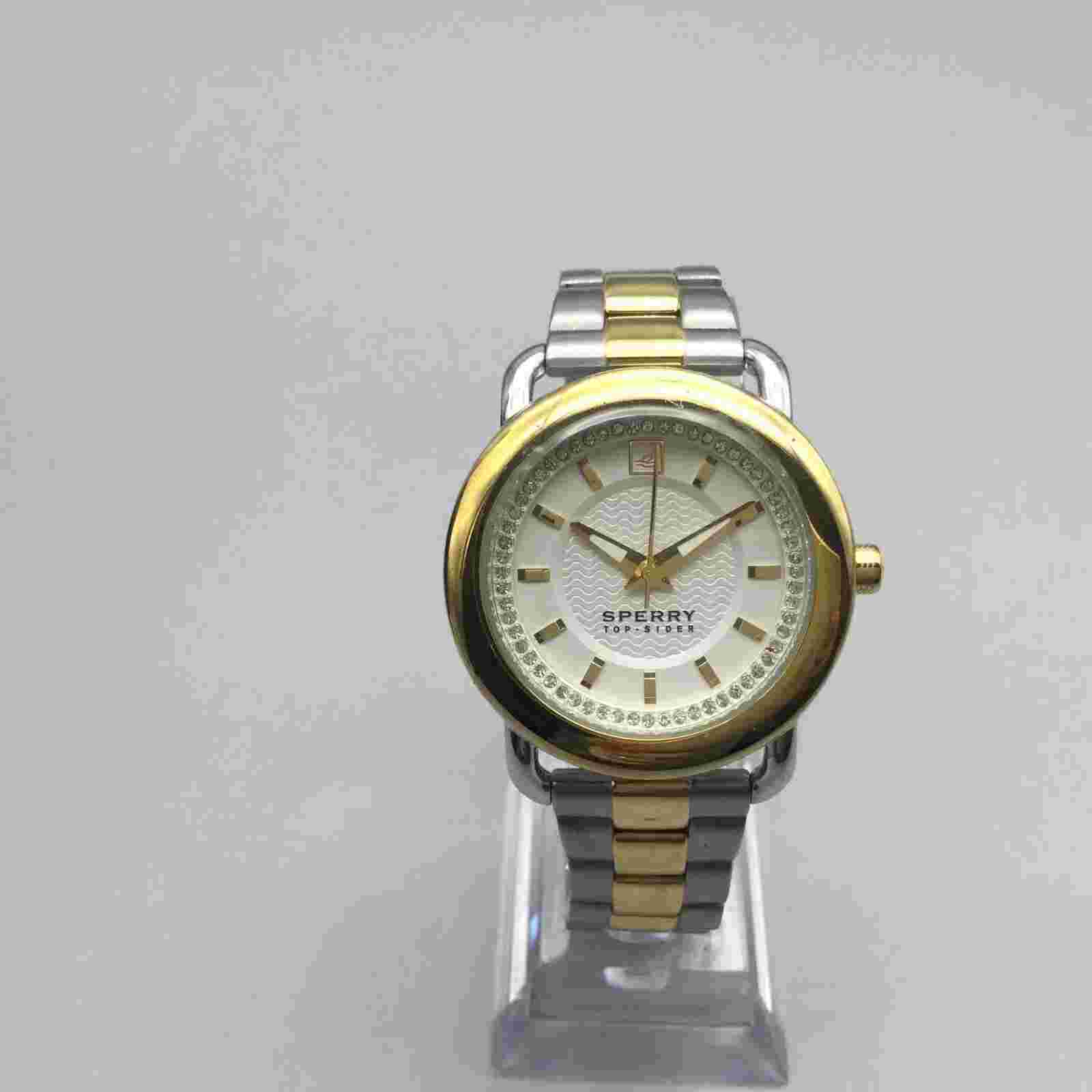 Sperry Top Sider Watch Women 36mm Silver Gold Two Tone 50M New Battery