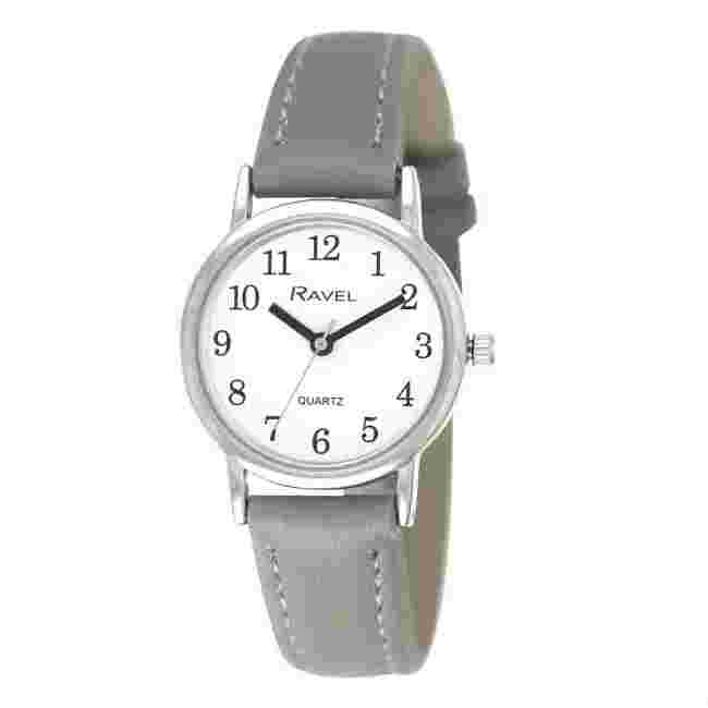 Ravel Women's Pastel Grey Strap Everyday Clear Read Watch (27mm case) New