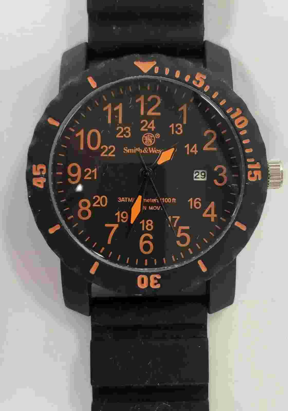 Smith & Wesson Watch Japanese Movement- Black Face Orange numbers