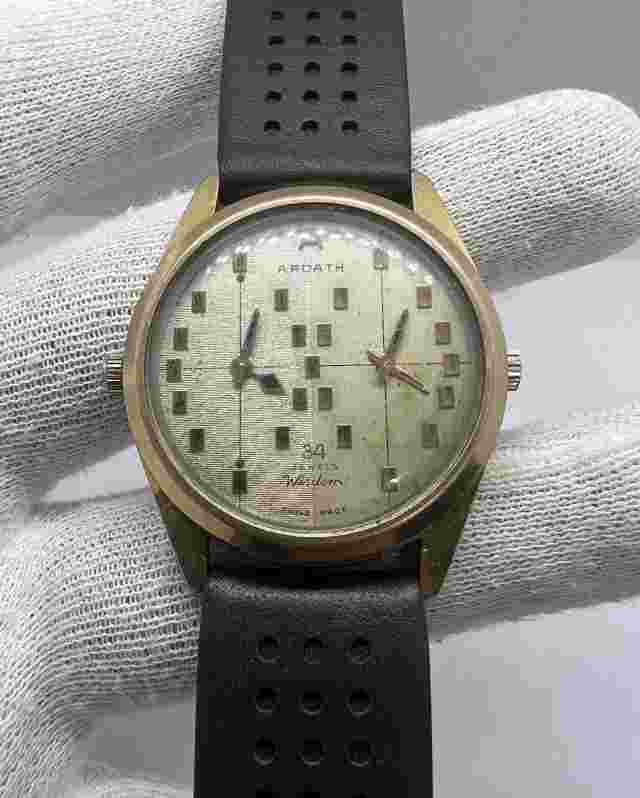 Vintage Rare Ardath Wisdom “Dual-Time” 20M Gold Plated Manual-Wind Wrist Watch.