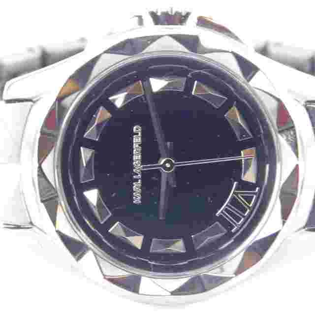 KARL LAGERFELD KL-1024 All St. Steel Quartz Women's Watch Sz. 6" New Battery