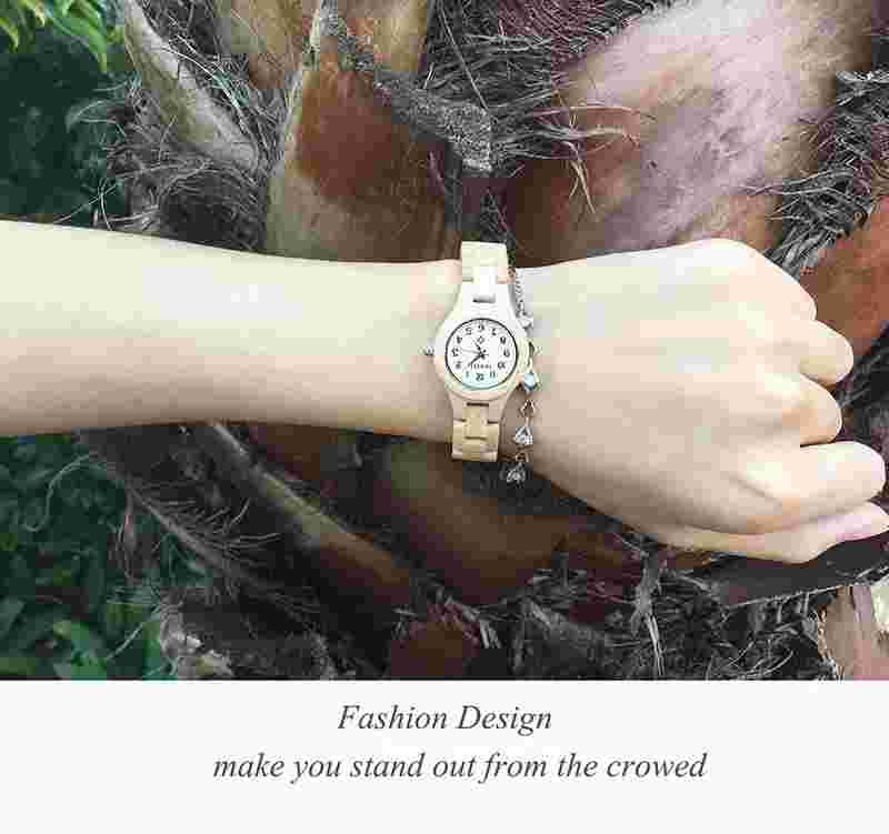 Bewell W123A Wood Watches for Women Handmade Analog Quartz Wooden Wrist Watch