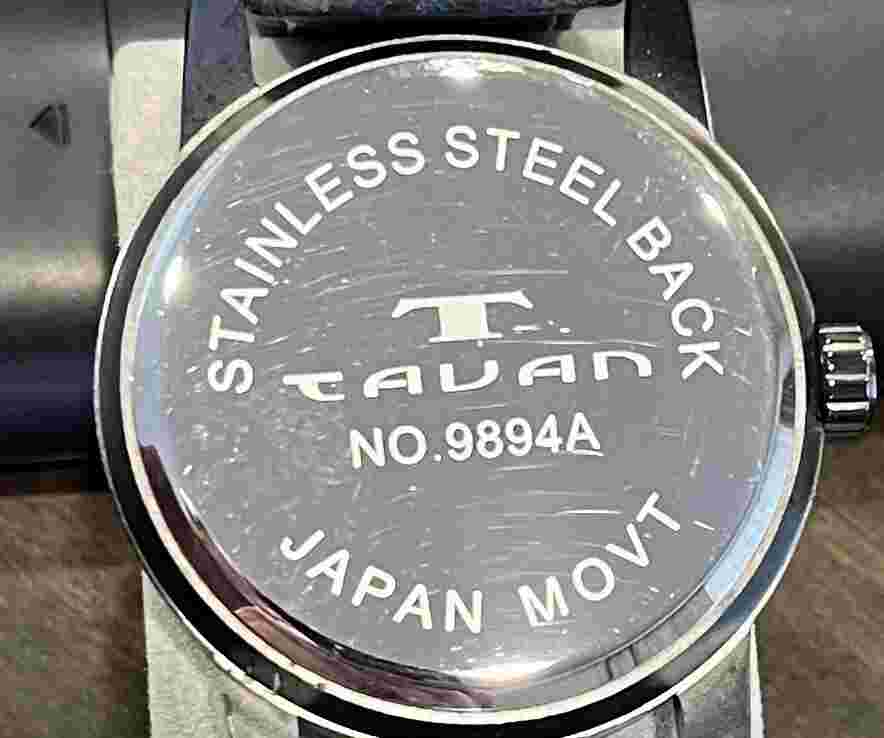 TAVAN Mens Black Case Blue Band Japan MOVT Analog Quartz Watch Not Running