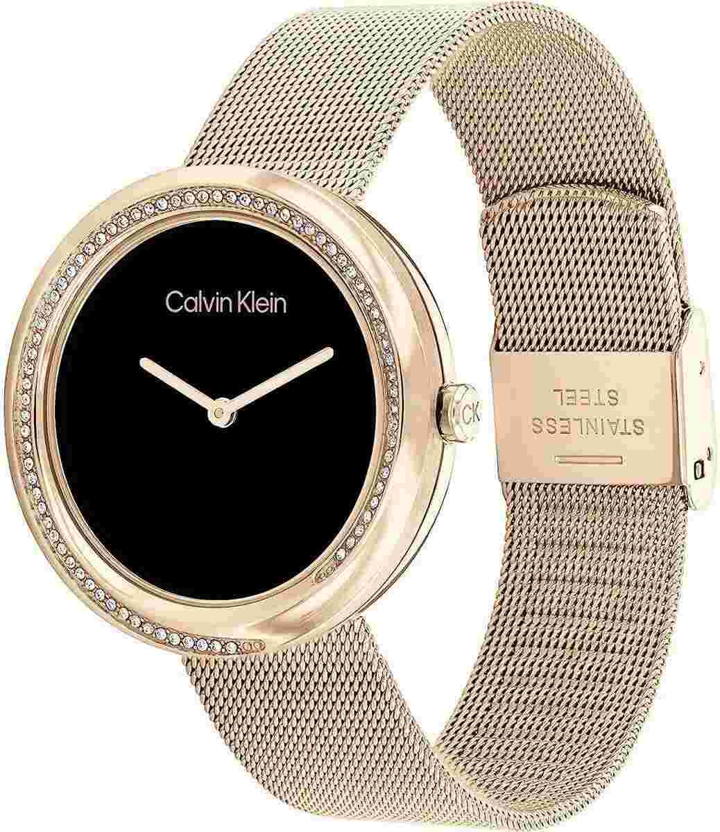 Womens Wristwatch CK CALVIN KLEIN TWIST 25200151 Steel Mesh Gold Rose Black