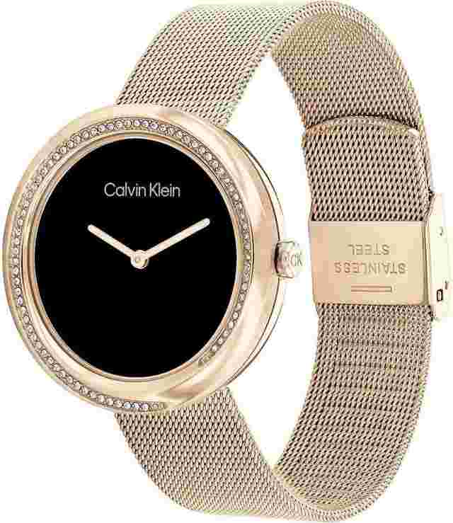 Womens Wristwatch CK CALVIN KLEIN TWIST 25200151 Steel Mesh Gold Rose Black