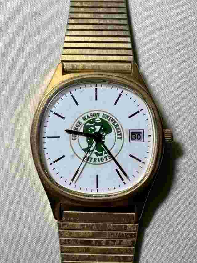 Vintage 80s Jostens Wristwatch George Mason University Patriots Collectible