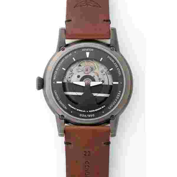 Aviator V.3.31.7.229.4 [SS Grey PVD Automatic Brown Calf Leather Strap