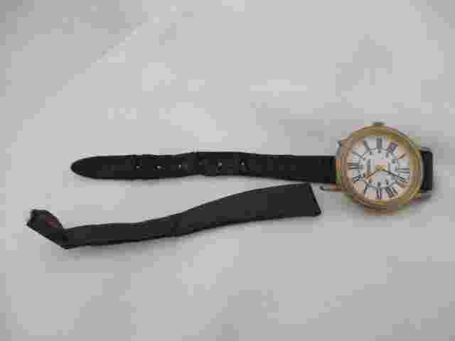 Edison Analog Wristwatch Brown Buckle Band Roman Numerals Gold Tone