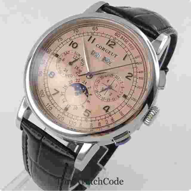 Corgeut 42mm Automatic Men's Watch Chronograph Leather Strap Watches For Men New