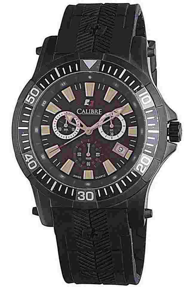 Calibre Men's SC-4H2-13-007 Hawk Chrono Luminous Black Rubber Date Wristwatch