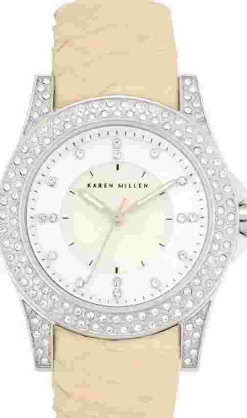 Karen Millen K032 Ladies Watch With Cream Leather Strap