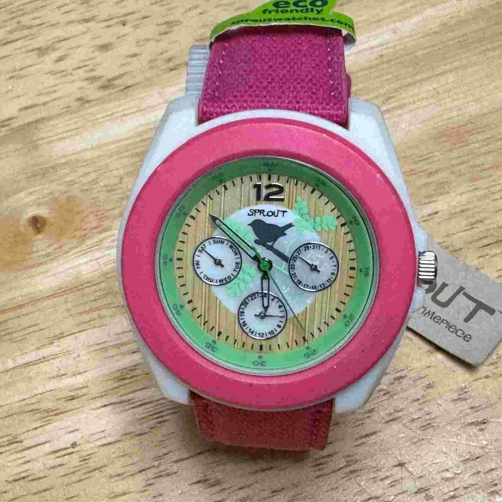 Sprout Quartz Watch ECO Friendly Men Corn Resin Canvas Day Date Analog New Batte