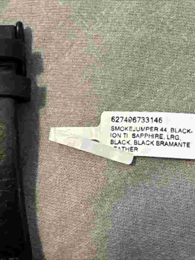 Mens Momentum Black Smokejumper 44mm Sapphire Leather Watch