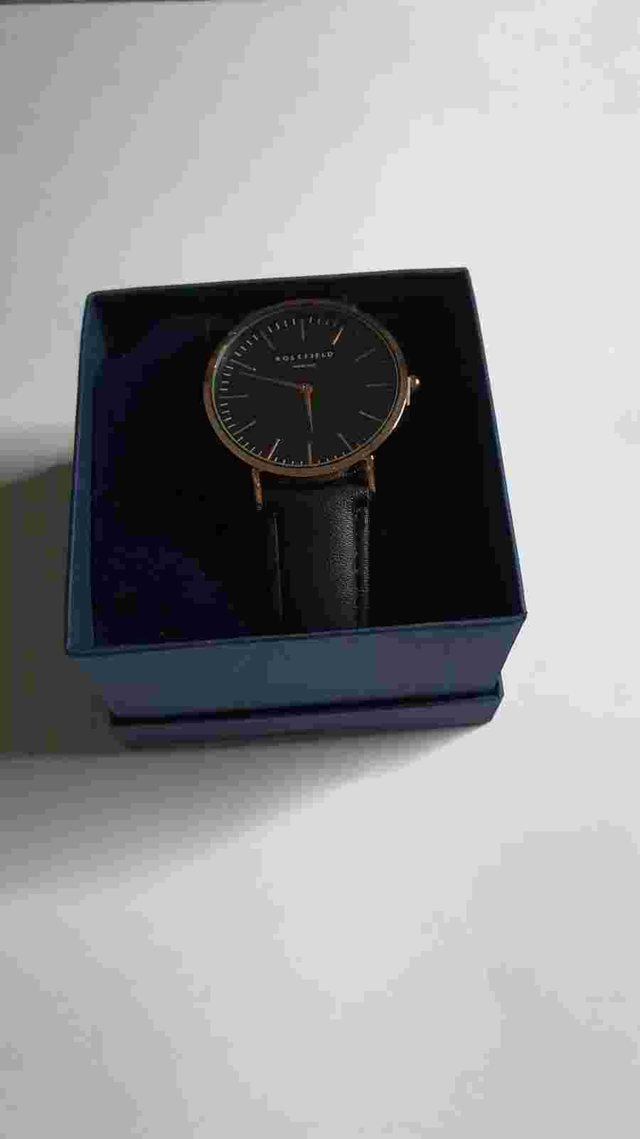 Rosefield Tribeca Classic Womens Rose Gold / Black Leather Watch