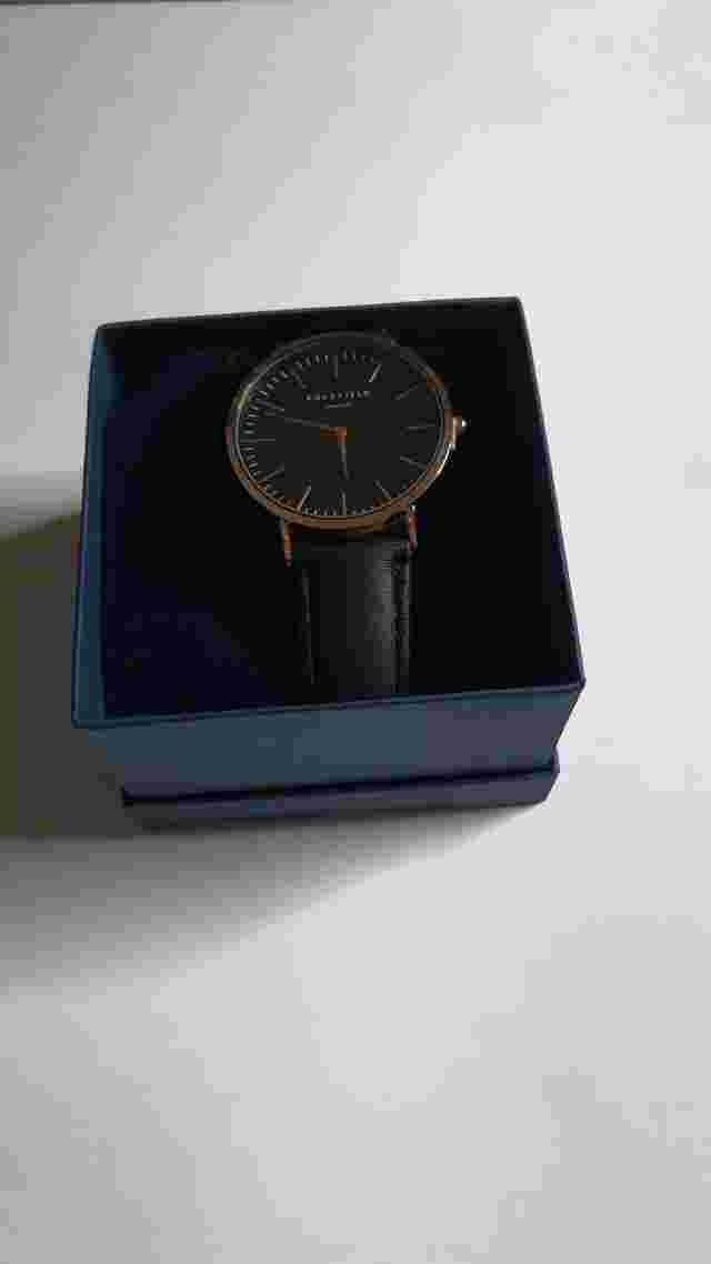 Rosefield Tribeca Classic Womens Rose Gold / Black Leather Watch