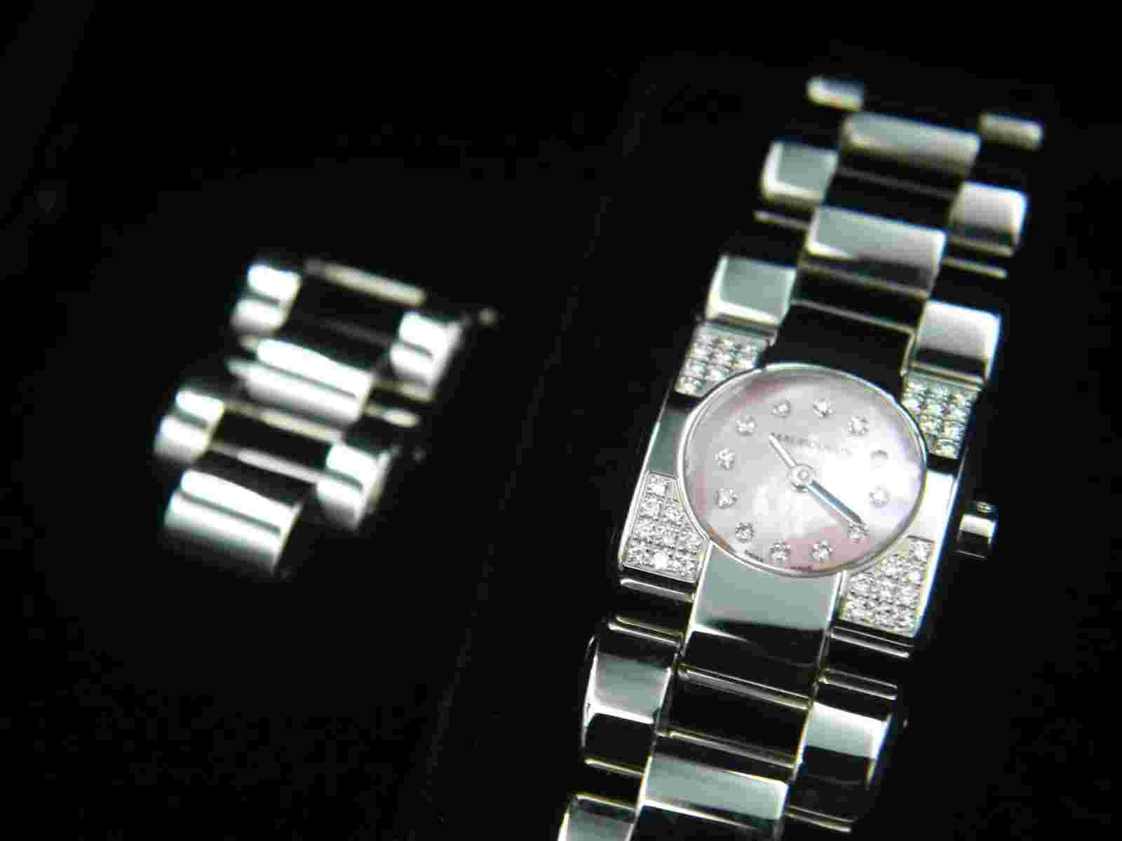 MAUBOUSSIN Mini Carre Lady's Diamond Case & Bracelet Stainless Steel & MOP Dial