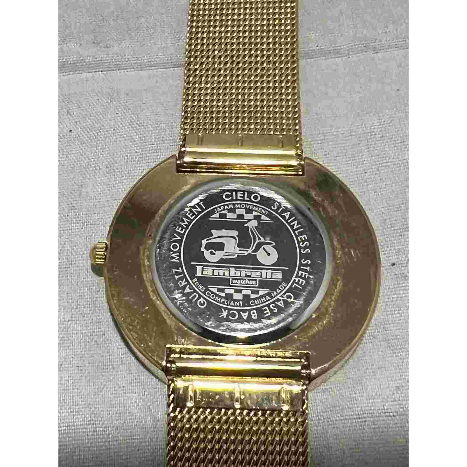 Lambretta Cielo Gold Tone Metal Chain Band  & Face Quartz Watch