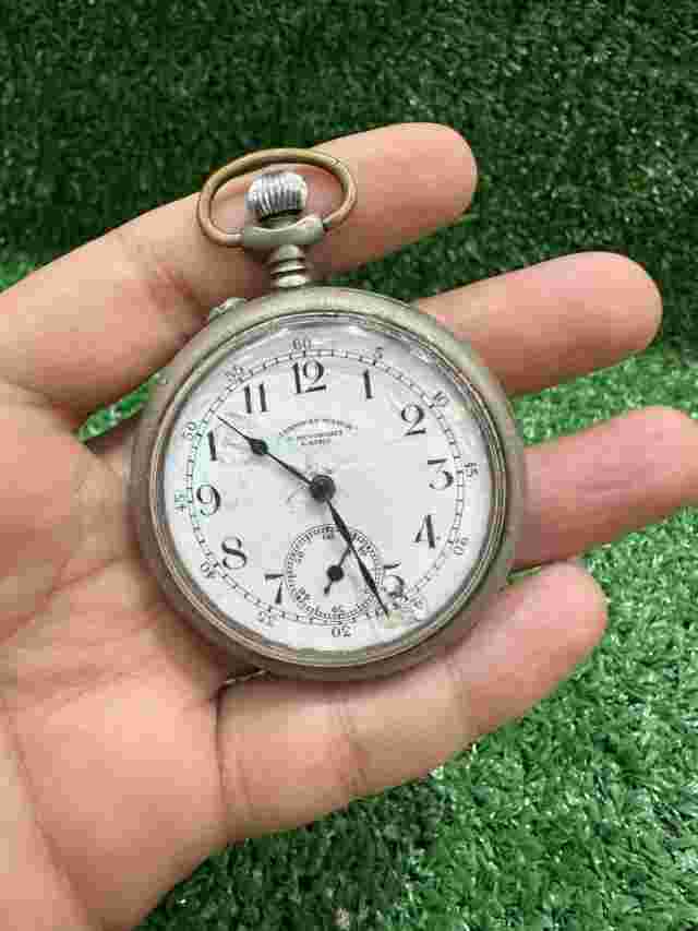 1900s Antique Cairo Tramway Pocket Watch By Moeris size 52mm swiss made works