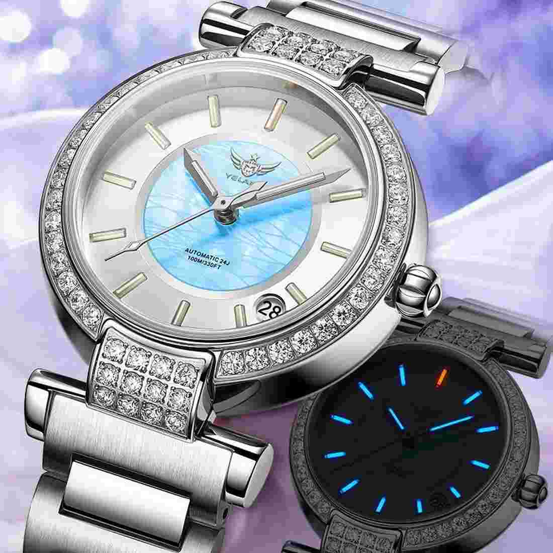 YELANG Women Luxury Watch Ladies Automatic Mechanical Wristwatch Luminous MOP