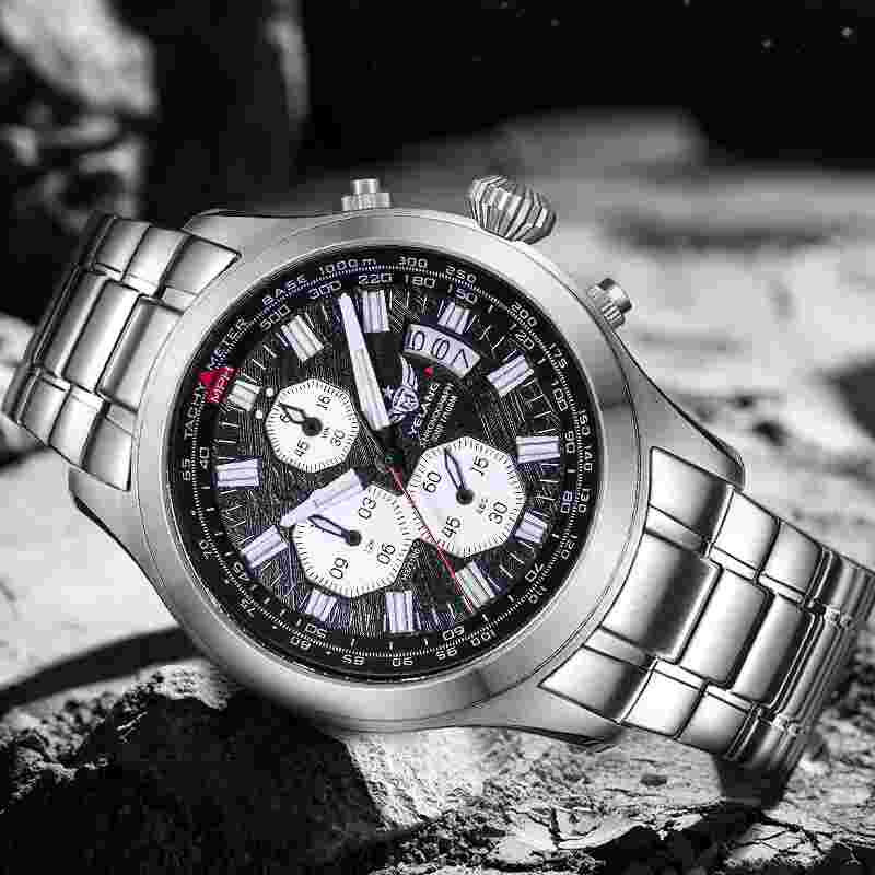 YELANG Men Pilot Watch Chronograph Luminous Quartz Wristwatch 10ATM Military