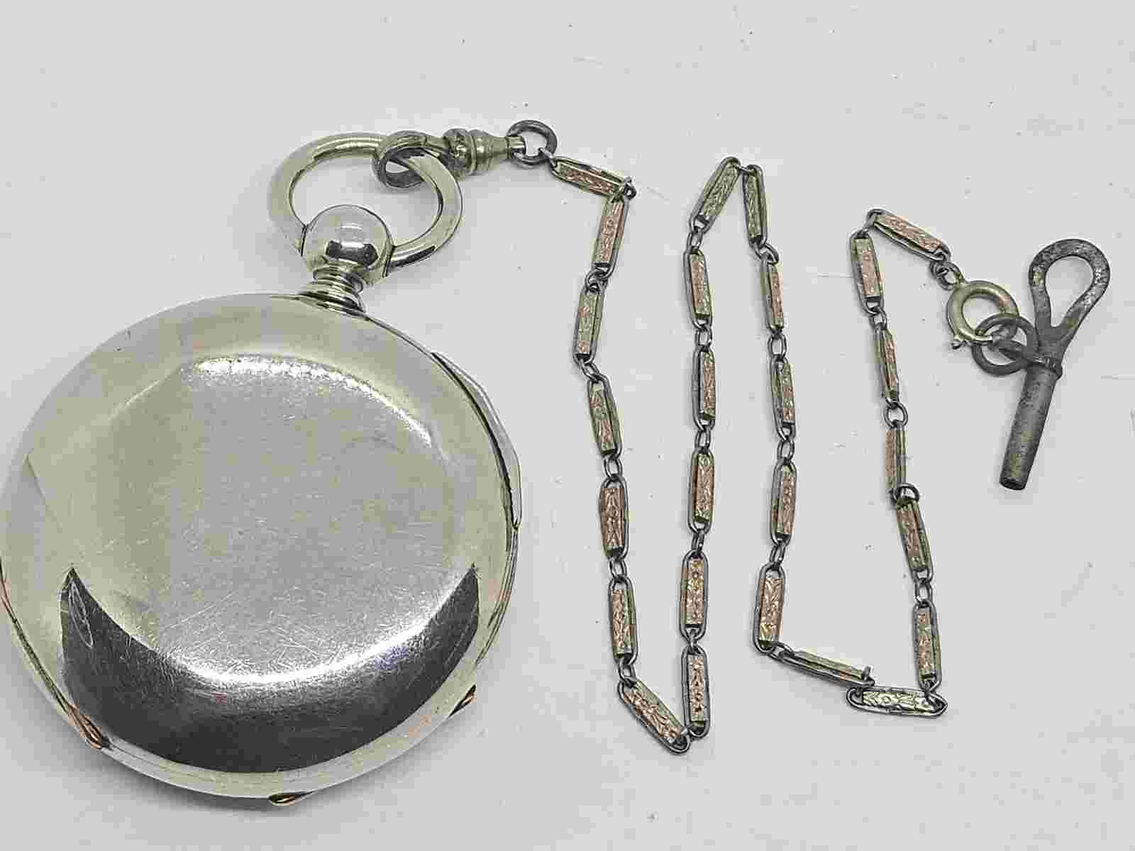 Antique Working 1890 SETH THOMAS Victorian Gents 'Key Wind' Pocket Watch w/Chain