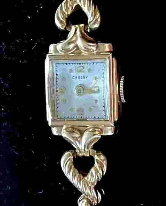 Vintage Ladies Winding CROSBY WristWatch 14KT Gold Case Works